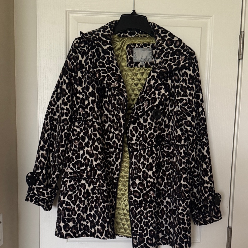 Daytrip Leopard Print Pea Coat